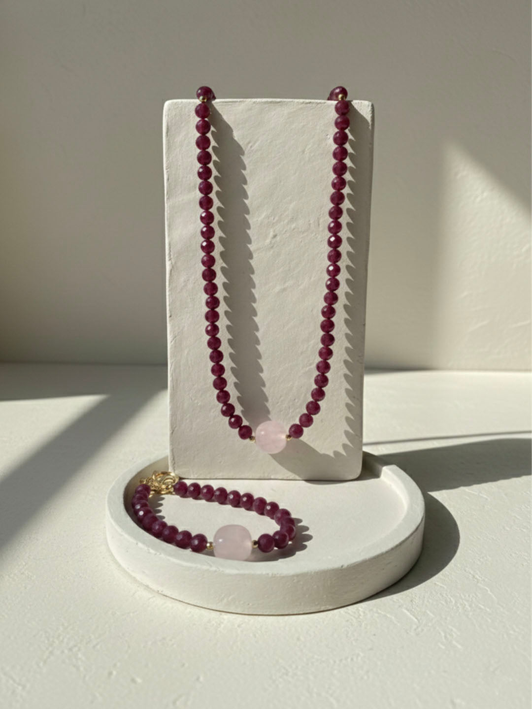 Limited Edition Ruby and Rose Quartz Necklace