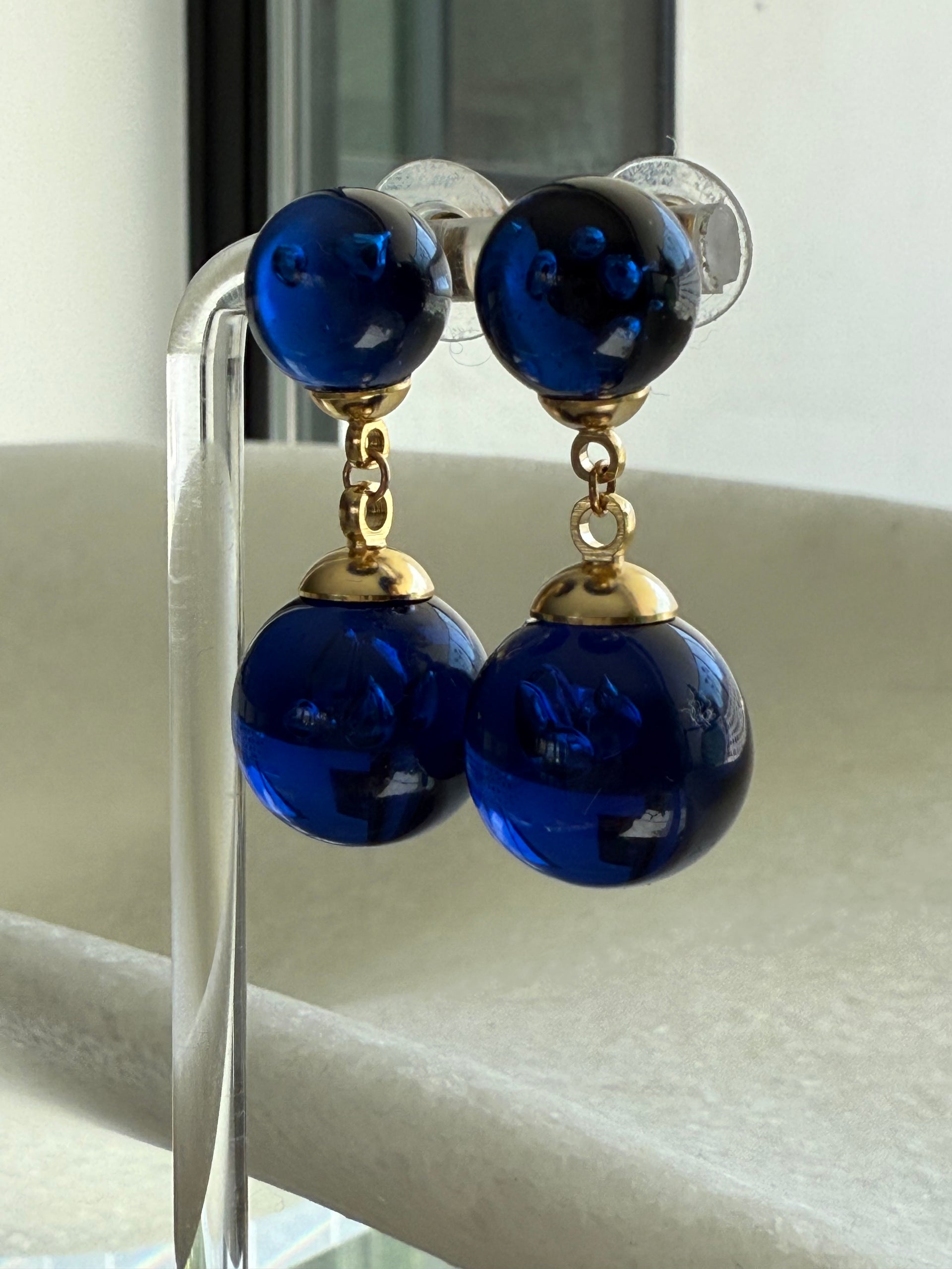 Navy resin drop earrings