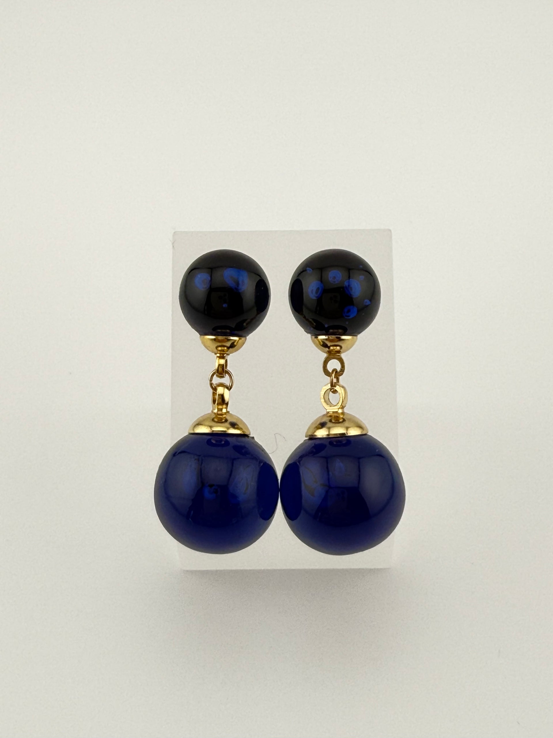Navy resin drop earrings