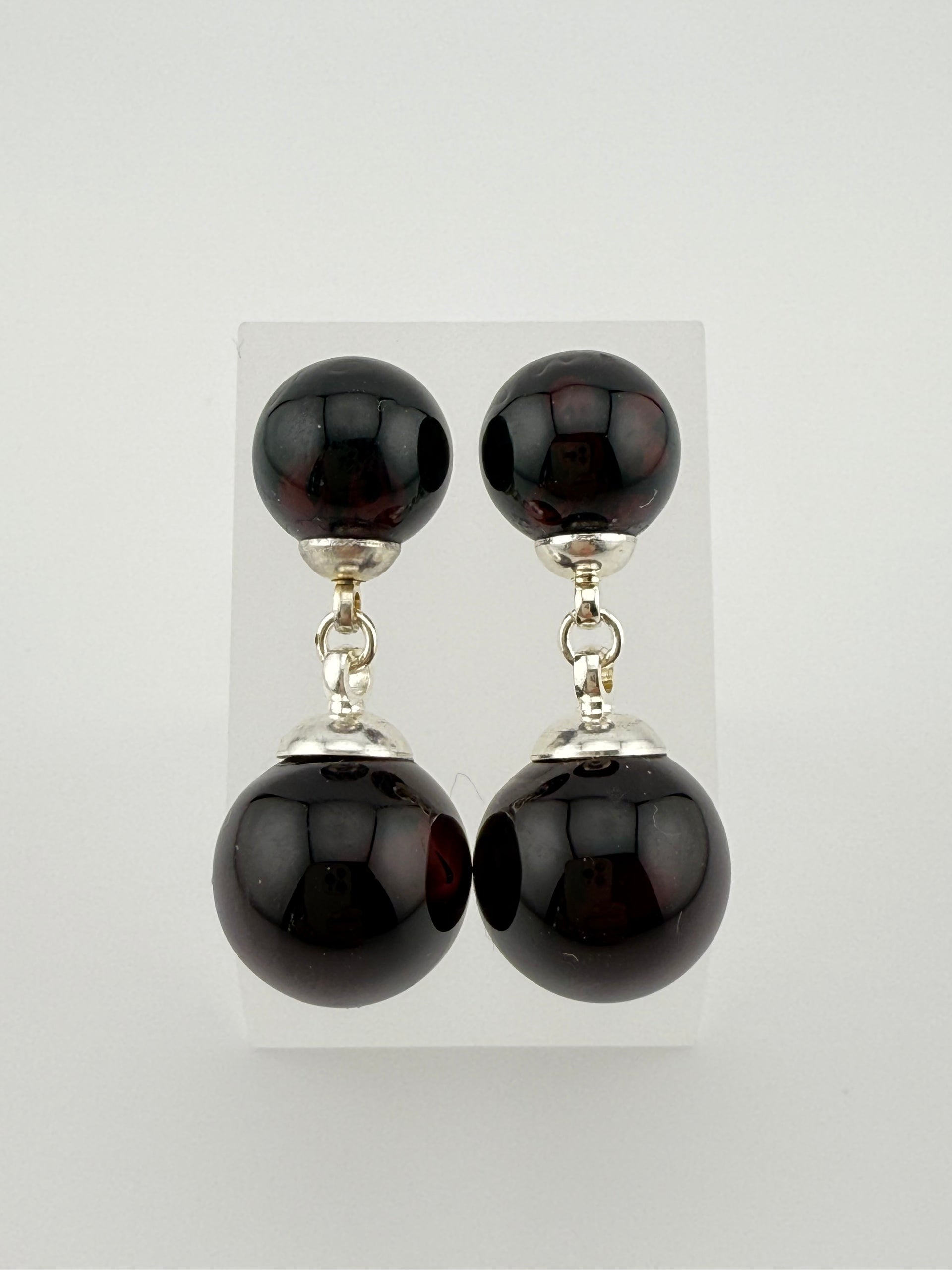 Olive resin drop earrings