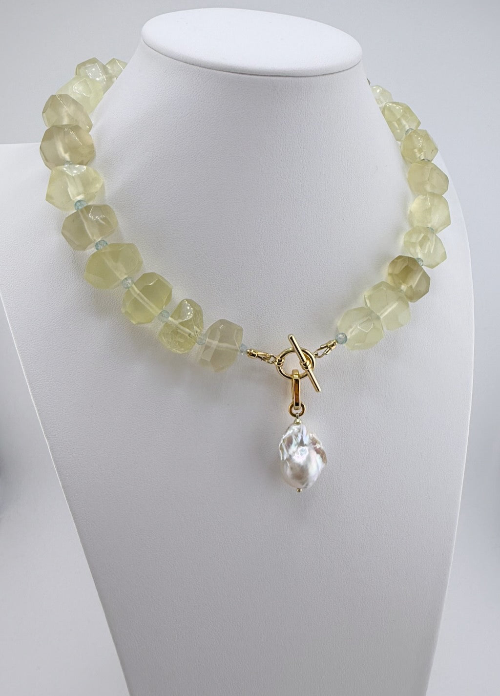 Sunlit lemon quartz and blue topaz layering necklace with silver-plated details