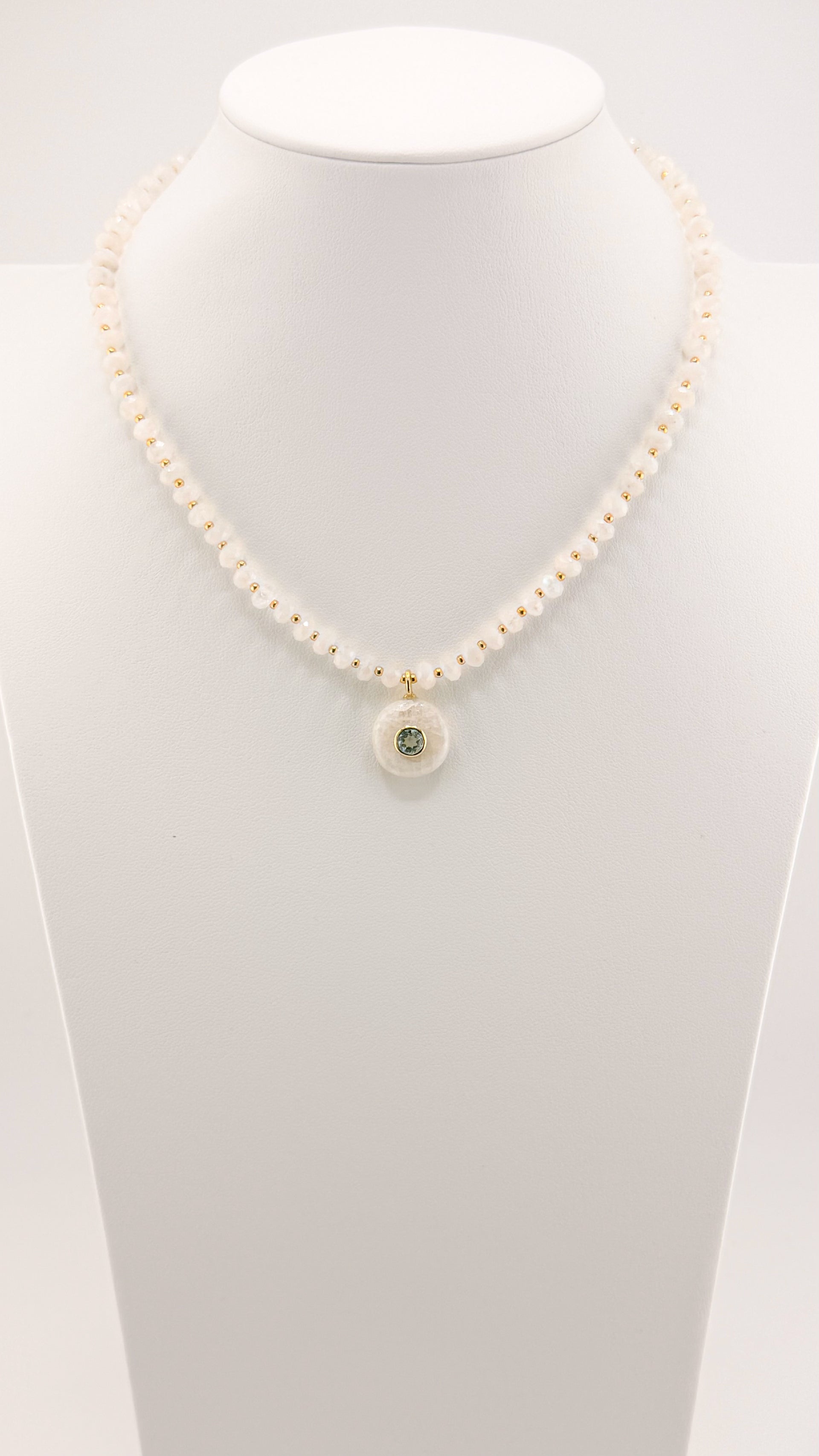White Moonstone and Topaz Pendant Necklace
