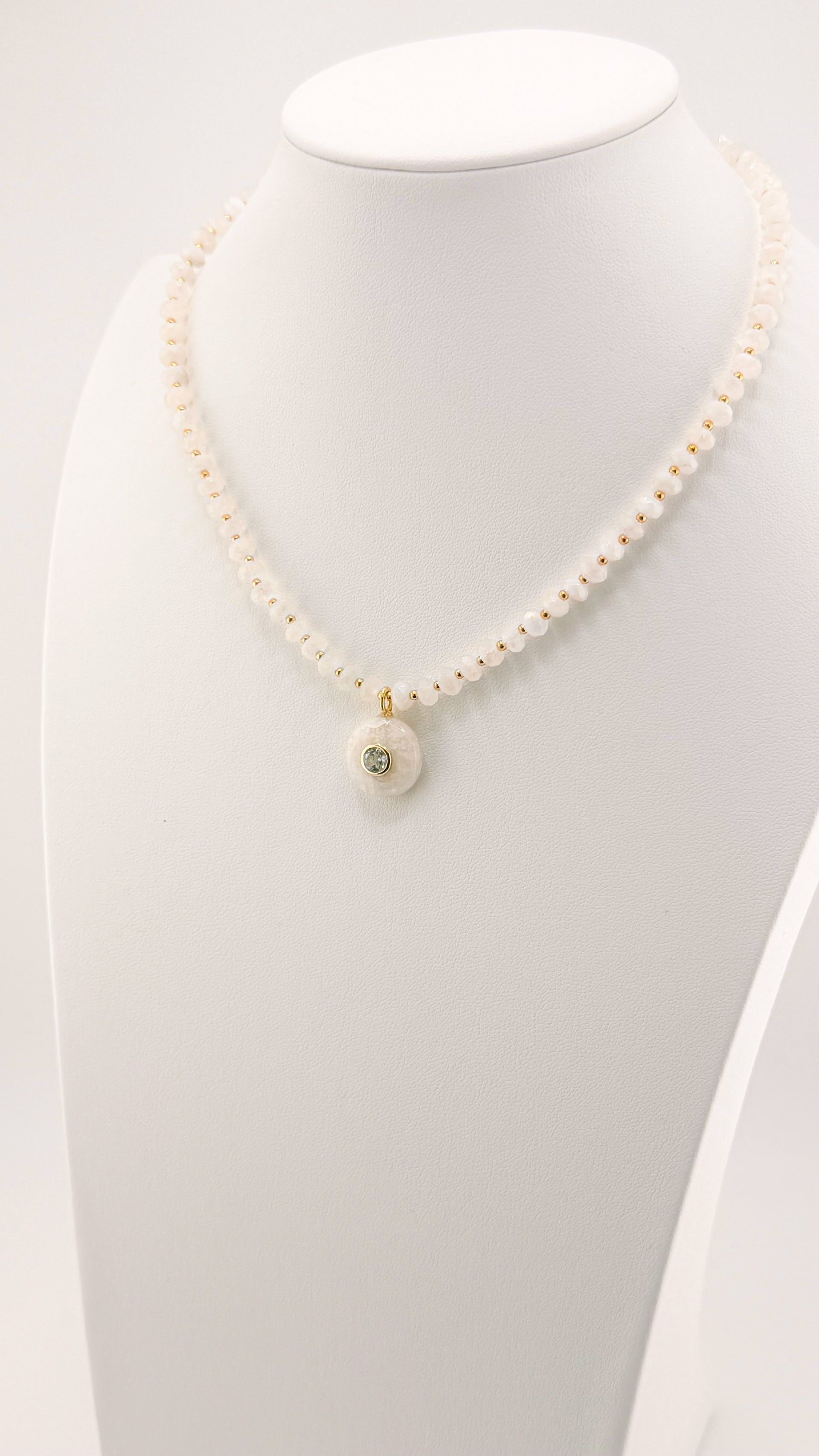 White Moonstone and Topaz Pendant Necklace