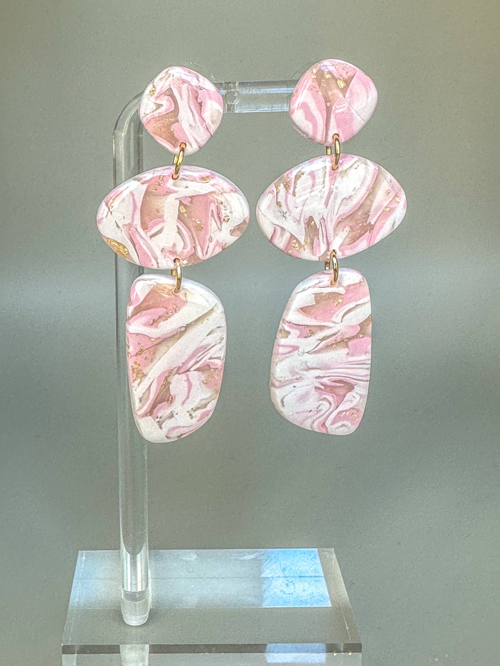 Pink marble natural drop earrings