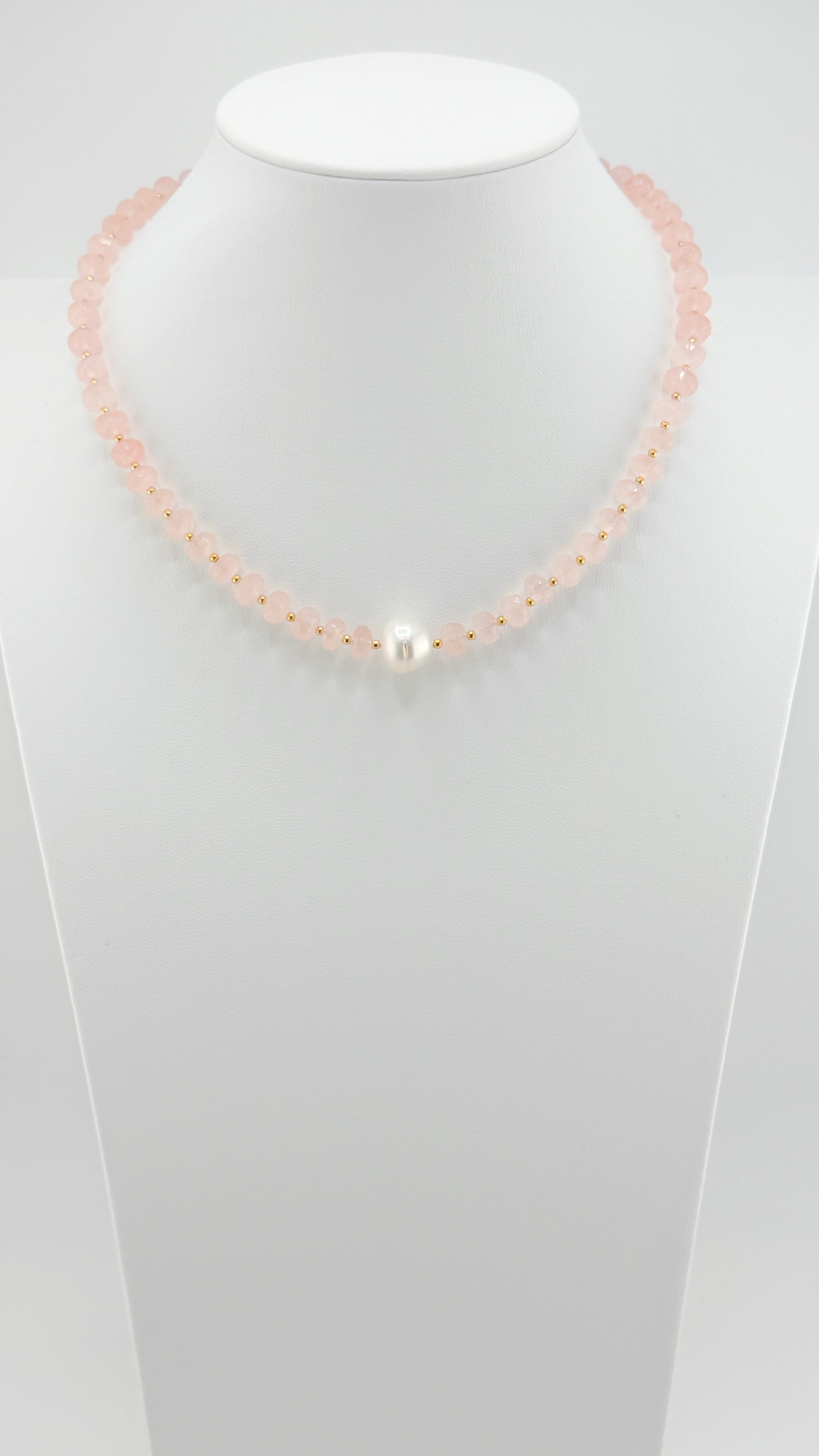 Rose Quartz and Edison Pearl Necklace
