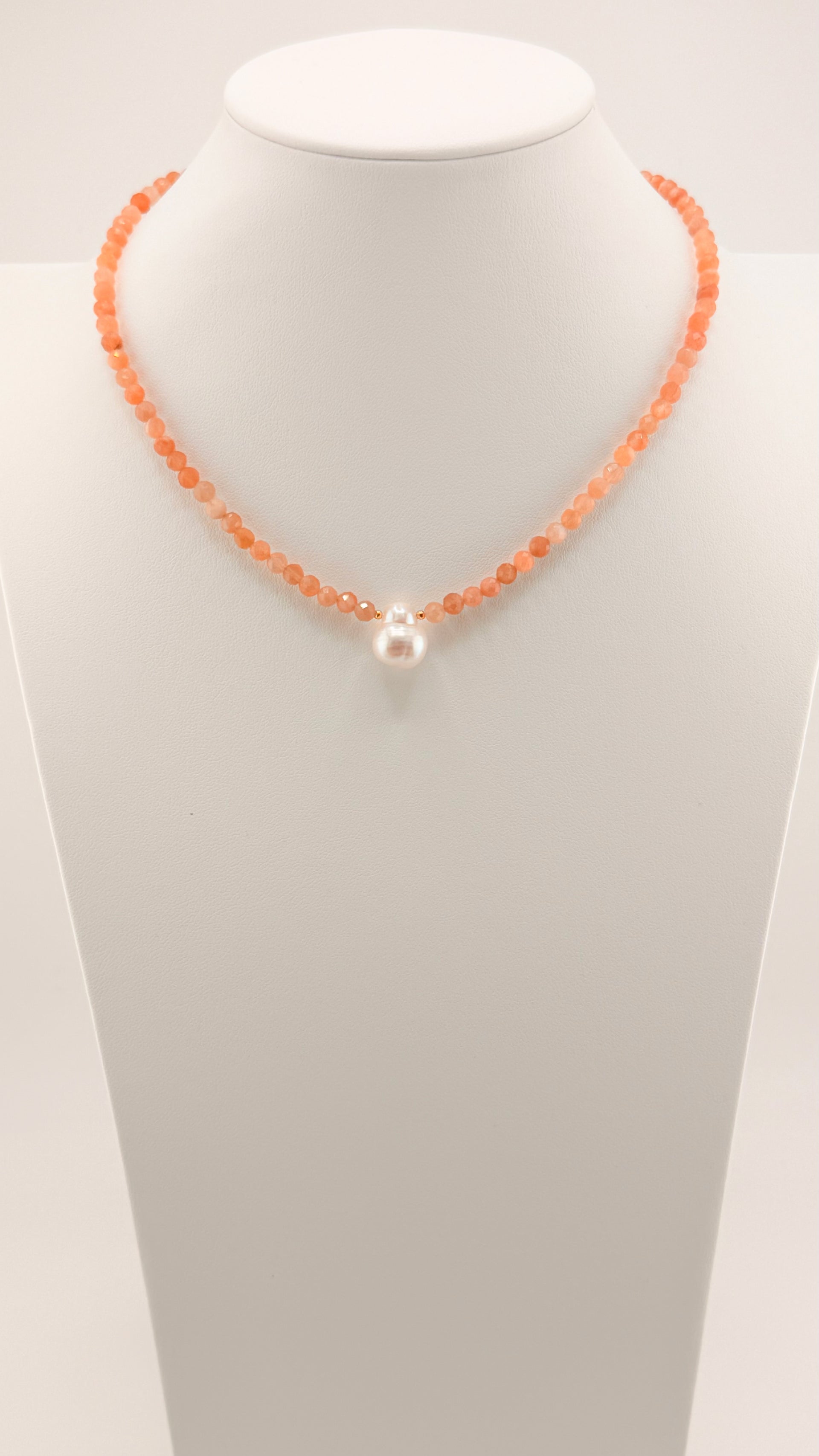 Sunstone and Freshwater Pearl Necklace