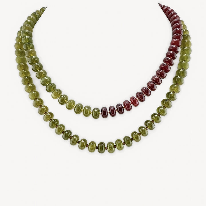 Lulu in Burgundy and Olive layered with the Lulu in Olive